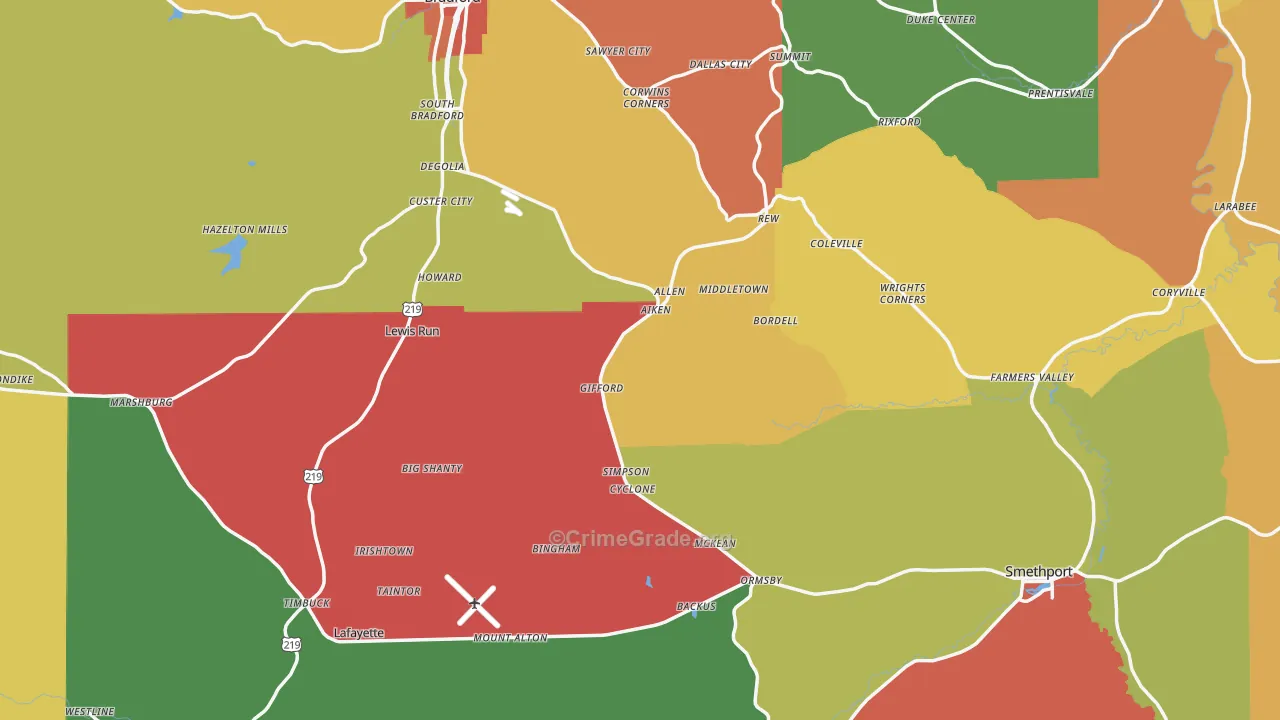 McKean County, PA Map of Drug-Related Crime Rates