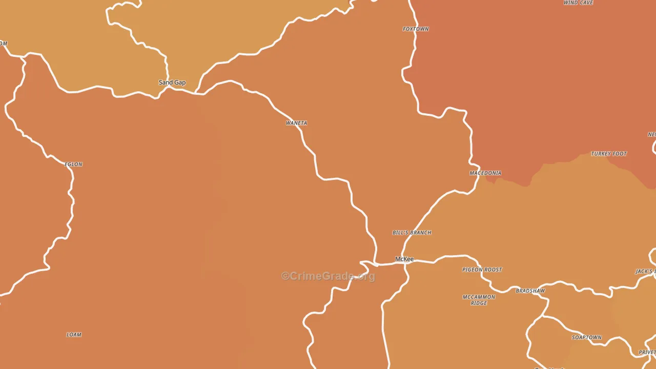 McKee, KY Map of Drug-Related Crime Rates