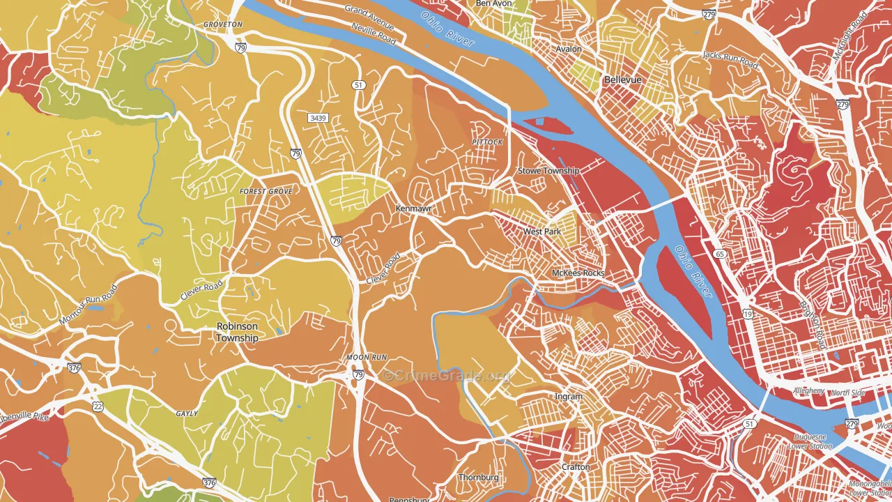 Mckees Rocks, PA Map of Drug-Related Crime Rates