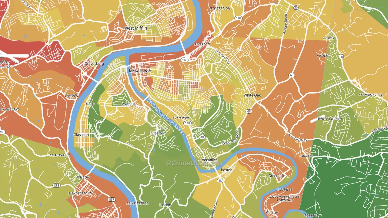 McKeesport, PA Map of Drug-Related Crime Rates