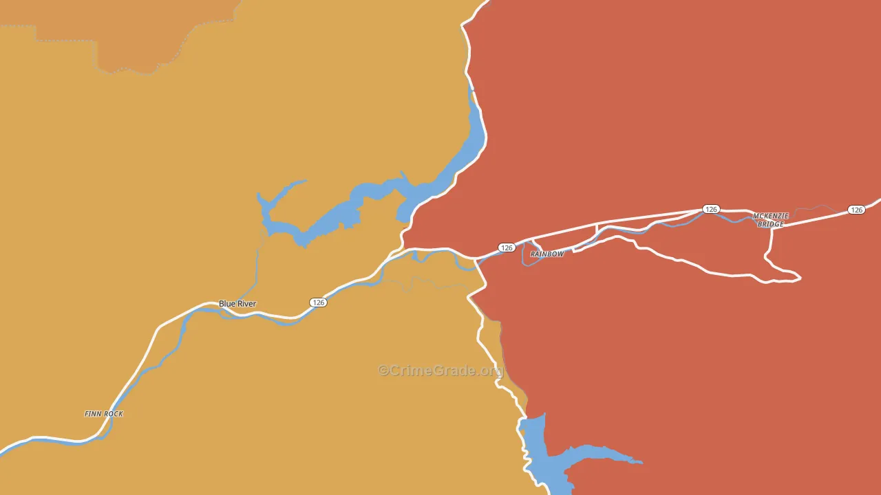 McKenzie Bridge, OR Map of Drug-Related Crime Rates