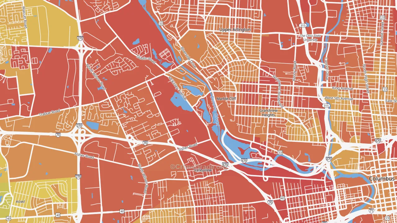 McKinley Avenue Corridor, Columbus, OH Map of Drug-Related Crime Rates