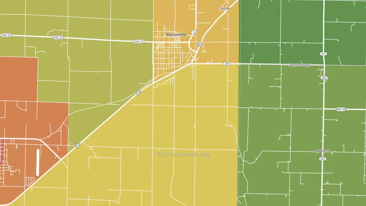 McKinley, MO Map of Drug-Related Crime Rates