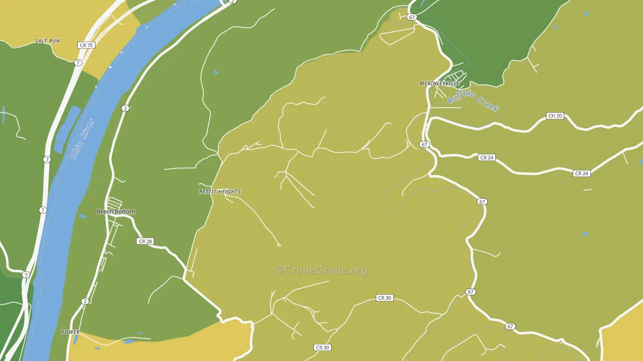 McKinleyville, WV Map of Drug-Related Crime Rates
