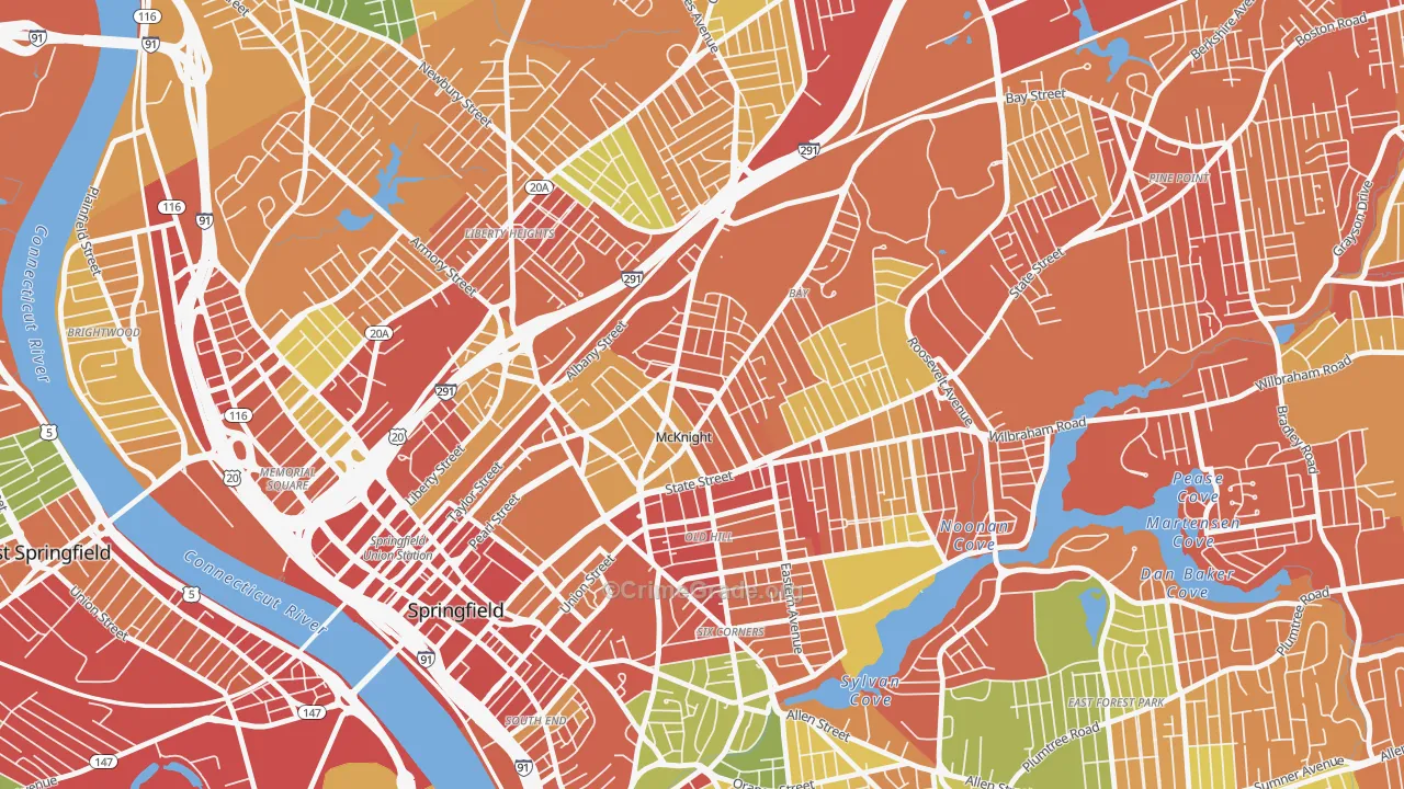 McKnight, Springfield, MA Map of Drug-Related Crime Rates