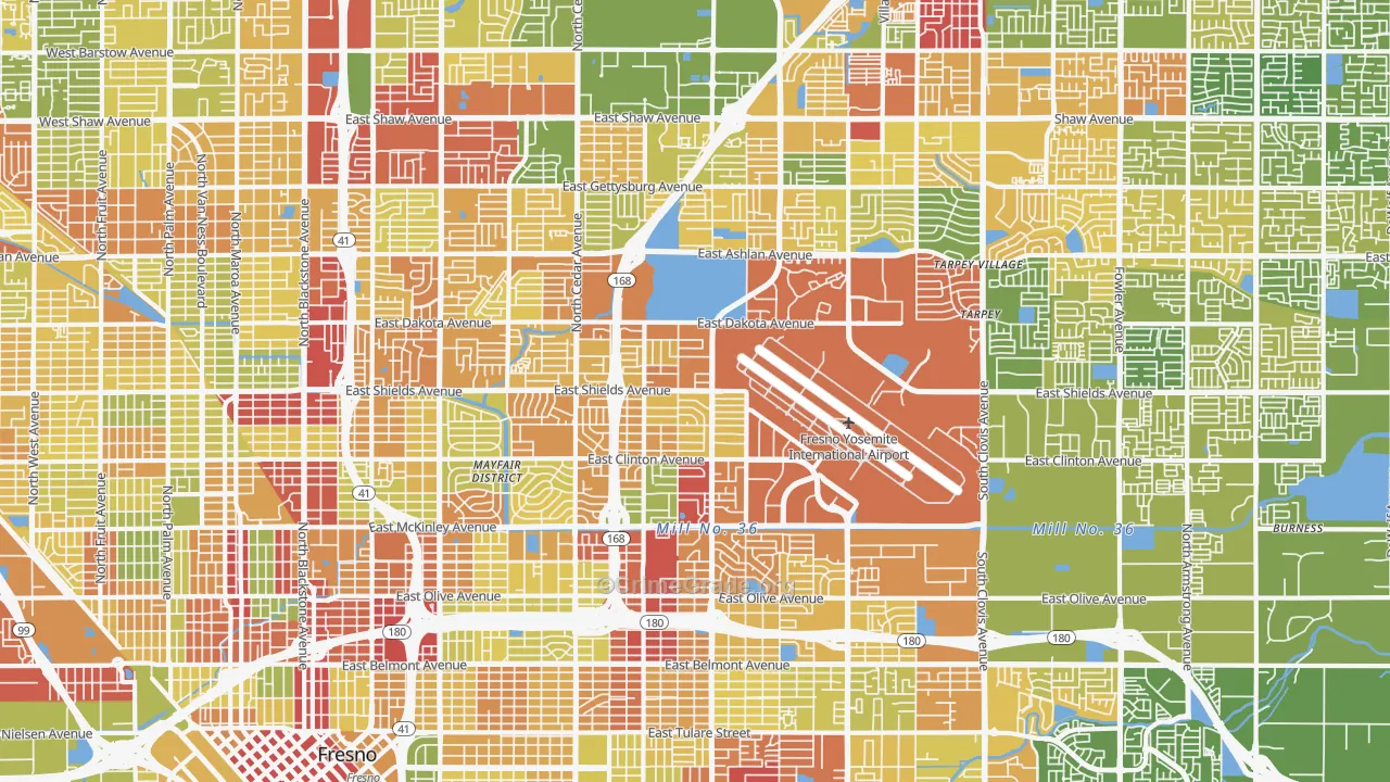 McLane, Fresno, CA Map of Drug-Related Crime Rates