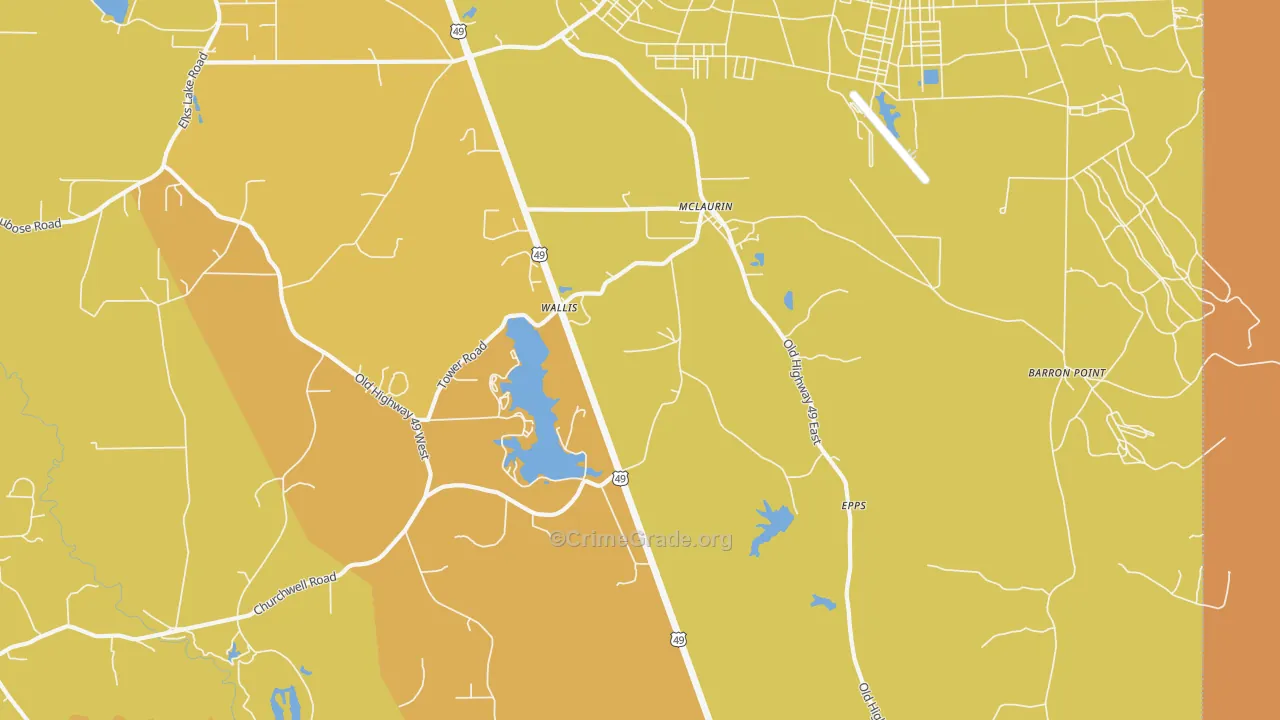 McLaurin, MS Map of Drug-Related Crime Rates