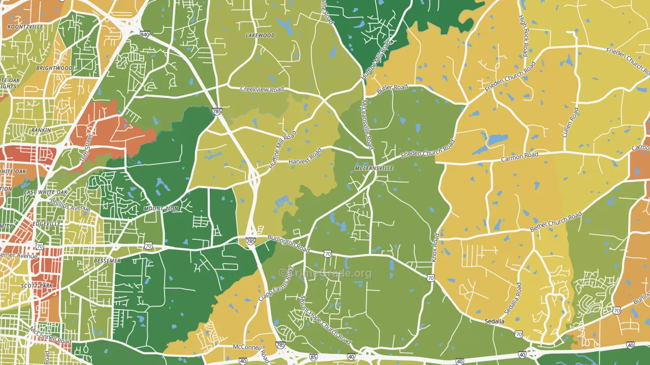 McLeansville, NC Map of Drug-Related Crime Rates