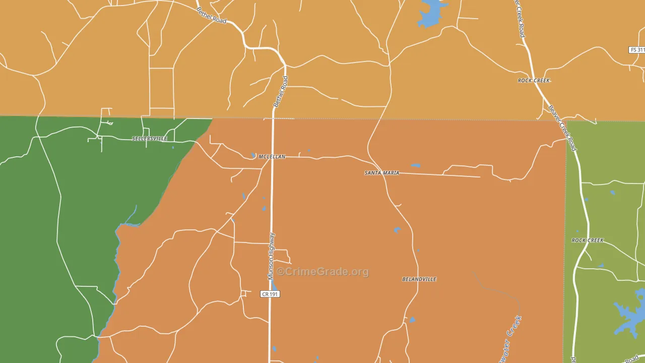 McLellan, FL Map of Drug-Related Crime Rates