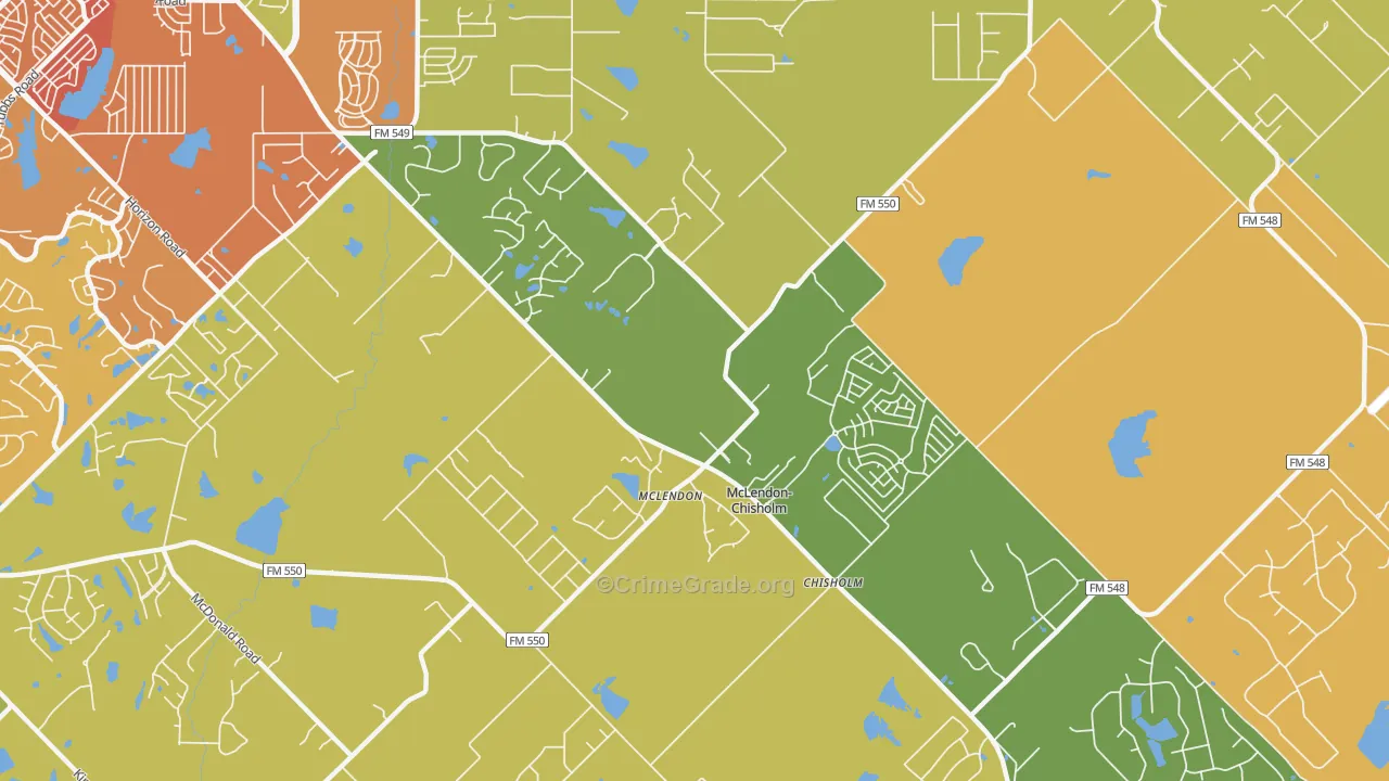 McLendon-Chisholm, TX Map of Drug-Related Crime Rates
