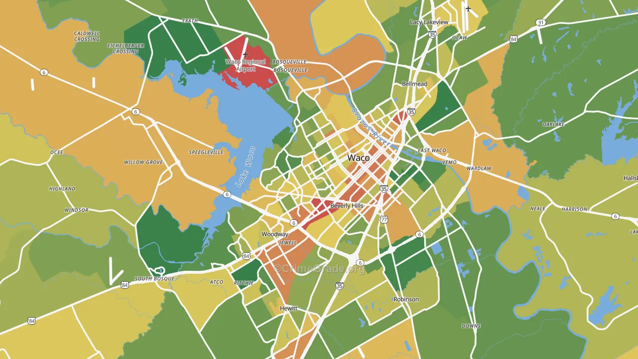 McLennan County, TX Map of Drug-Related Crime Rates