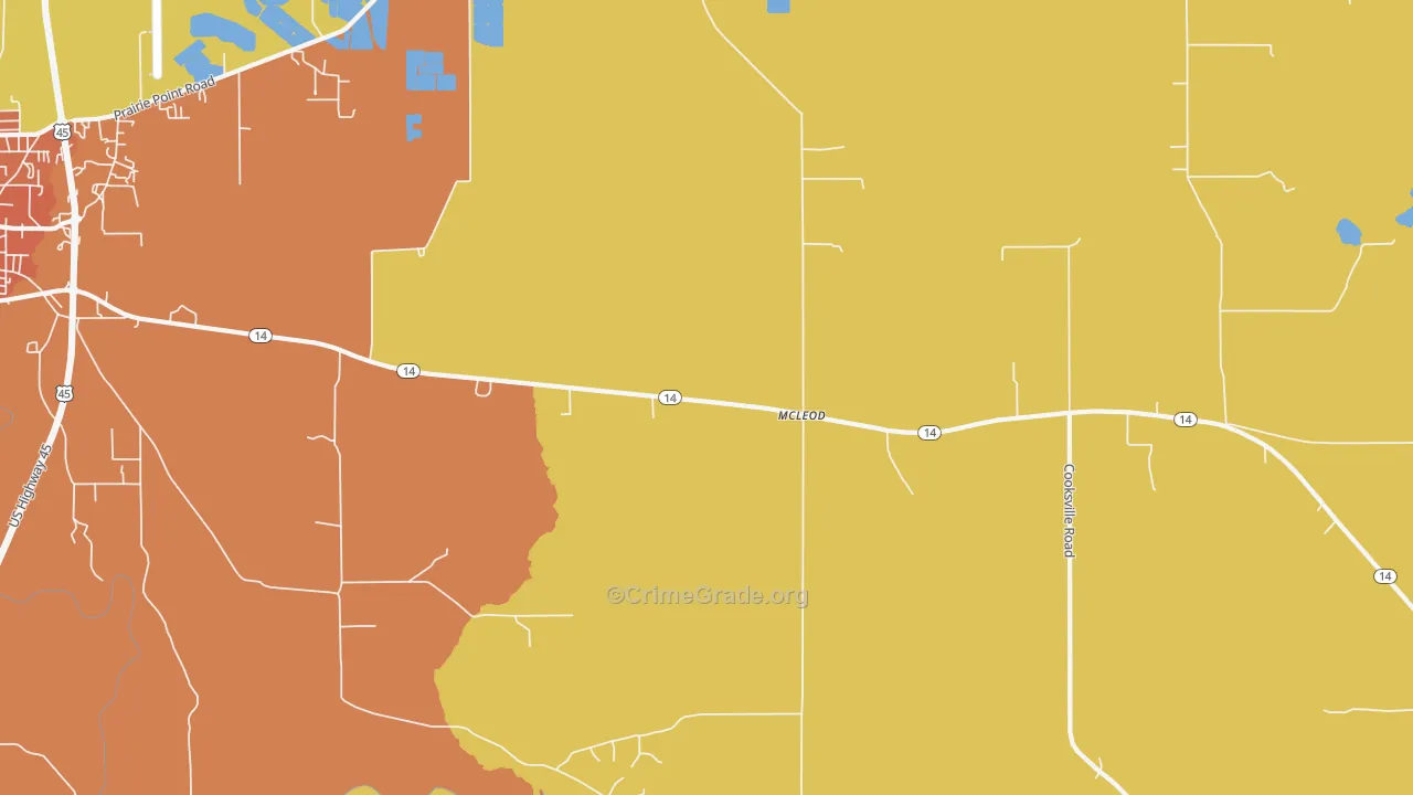 McLeod, MS Map of Drug-Related Crime Rates