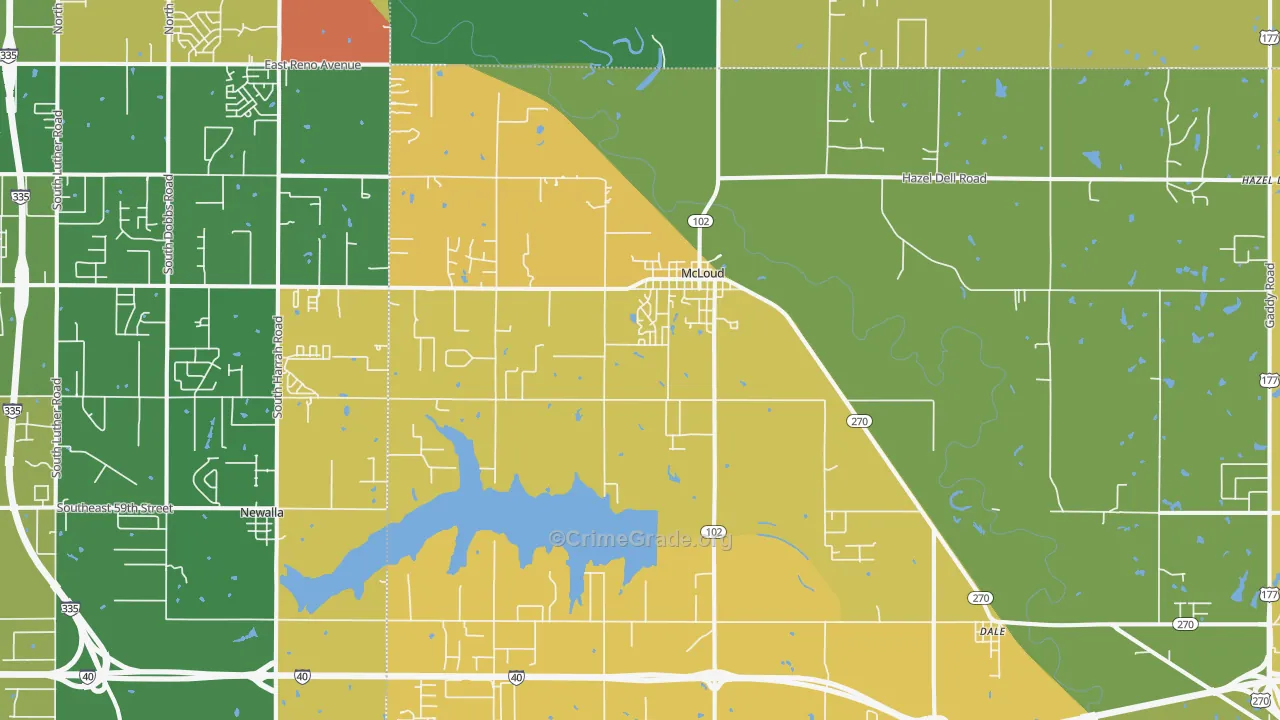 Mcloud, OK Map of Drug-Related Crime Rates