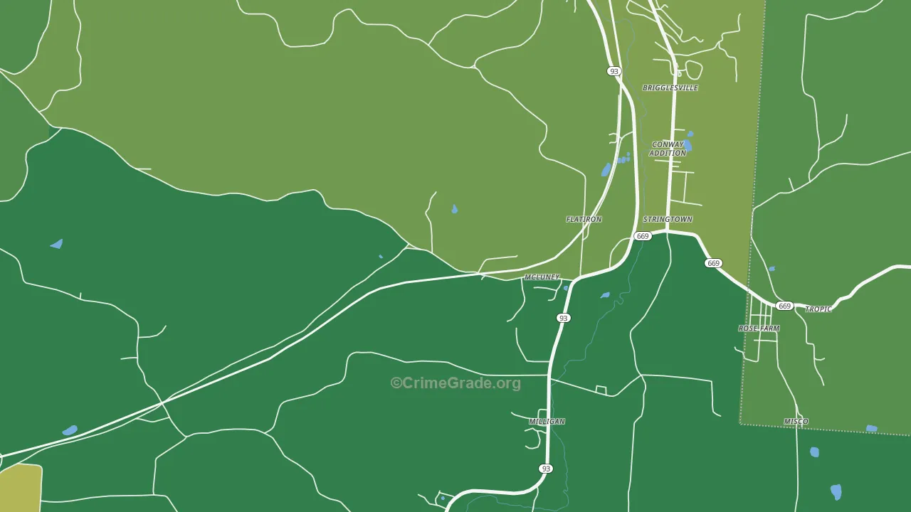 McLuney, OH Map of Drug-Related Crime Rates