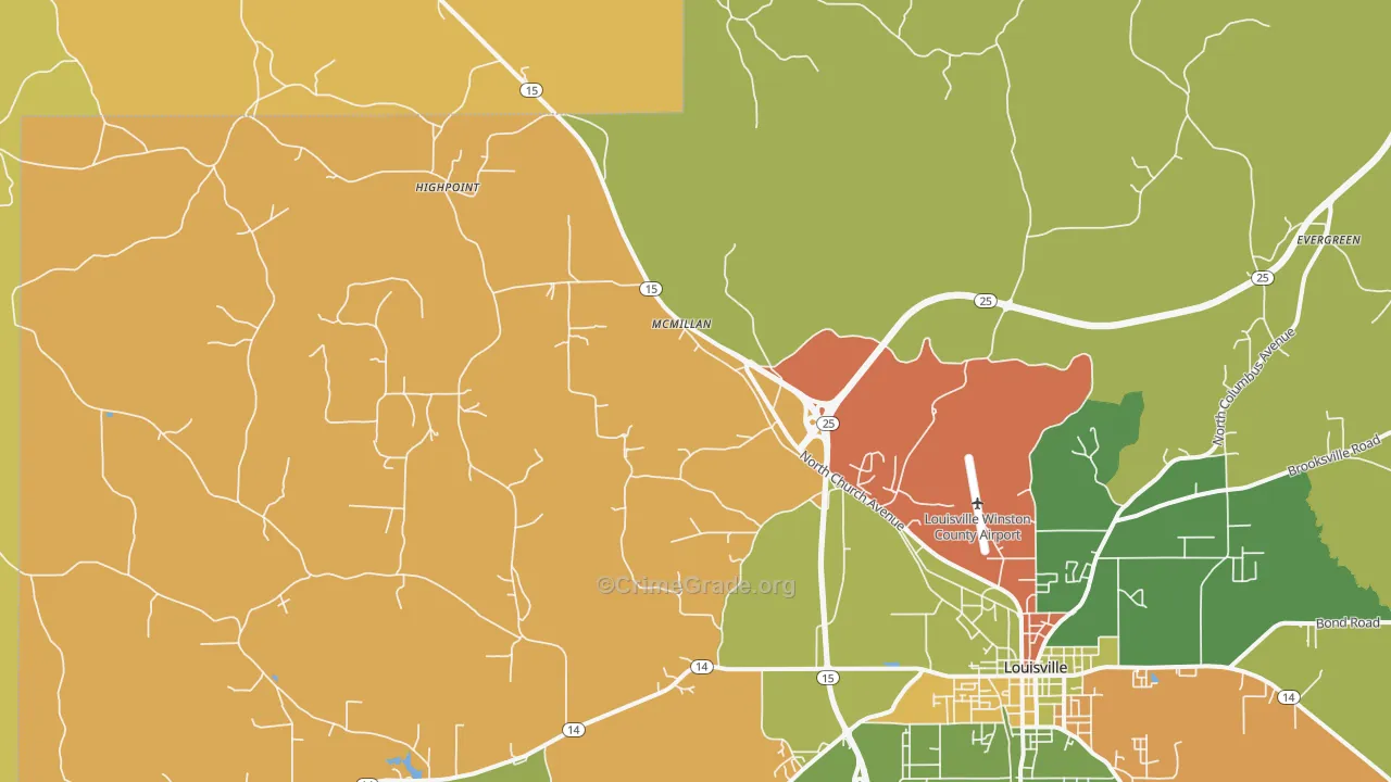 McMillan, MS Map of Drug-Related Crime Rates