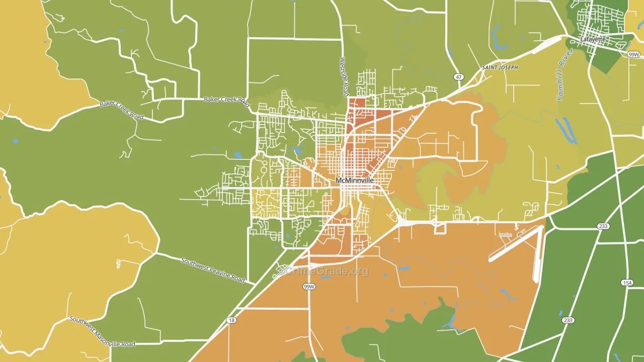 Mcminnville, OR Map of Drug-Related Crime Rates