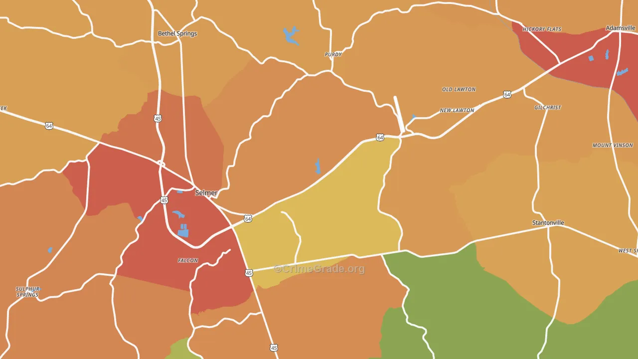 McNairy County, TN Map of Drug-Related Crime Rates