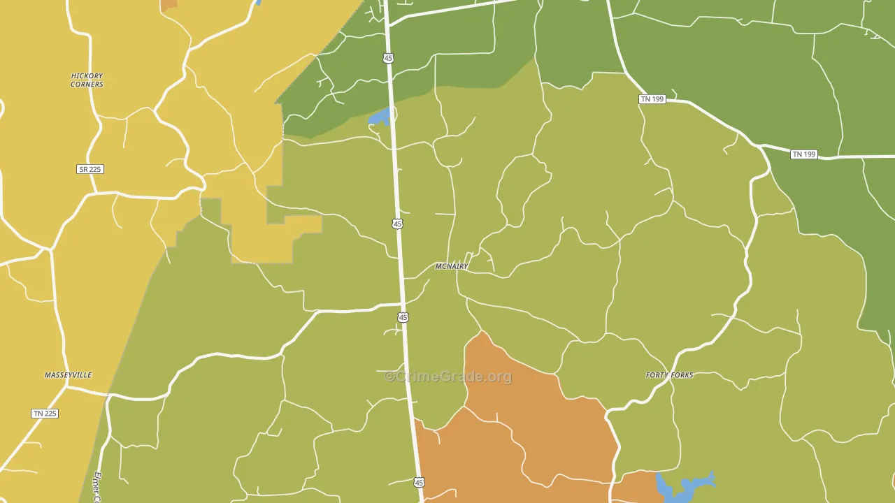 McNairy, TN Map of Drug-Related Crime Rates