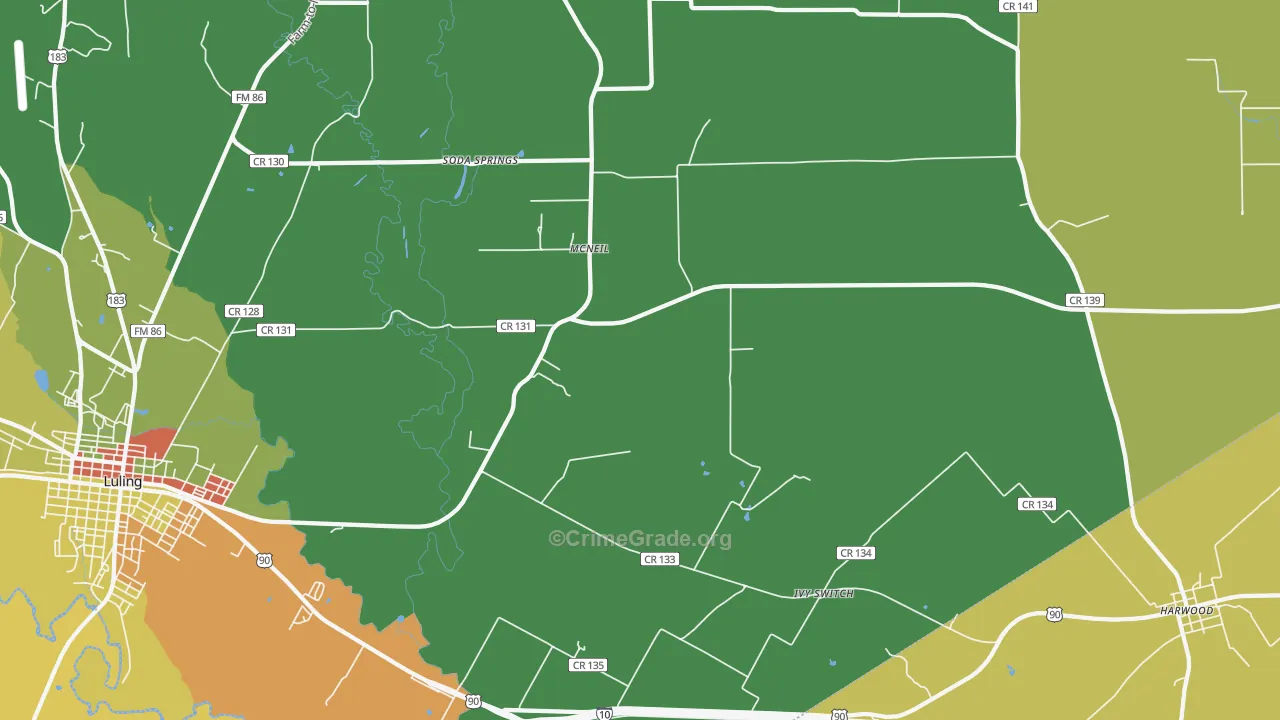 McNeil, TX Map of Drug-Related Crime Rates
