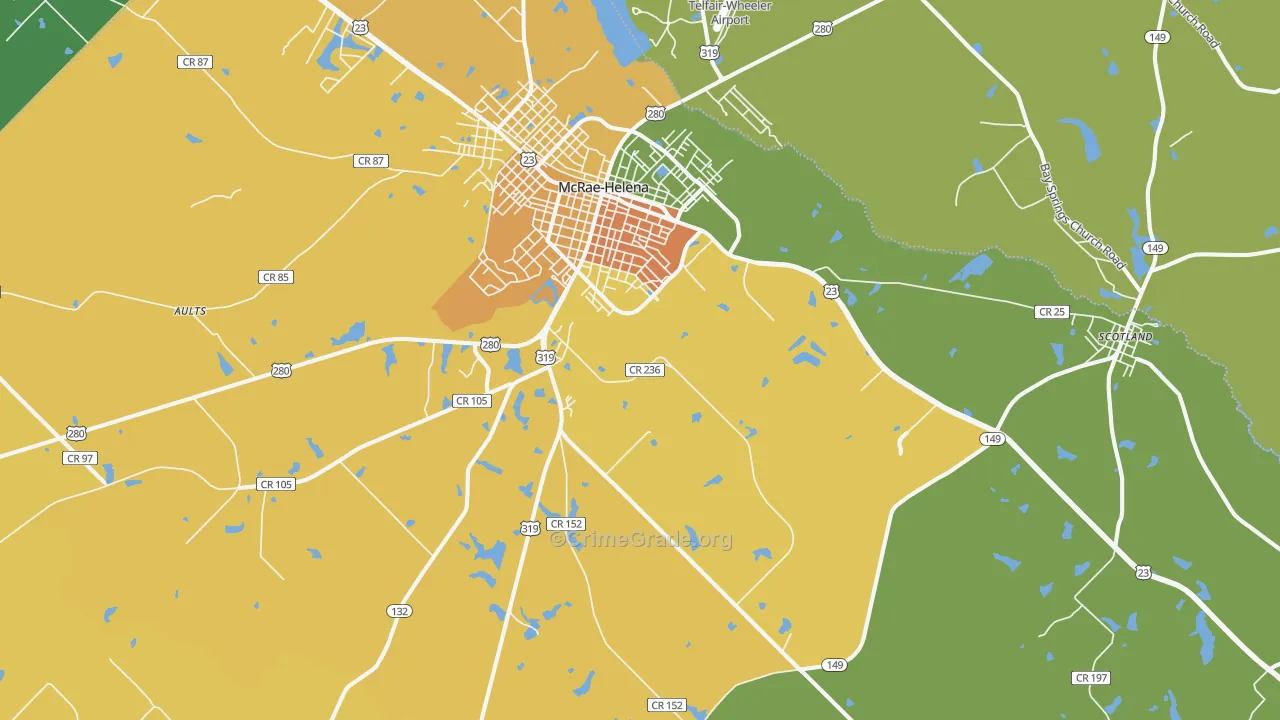 McRae, GA Map of Drug-Related Crime Rates