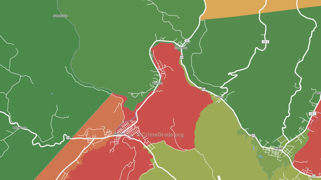 McRoss, WV Map of Drug-Related Crime Rates