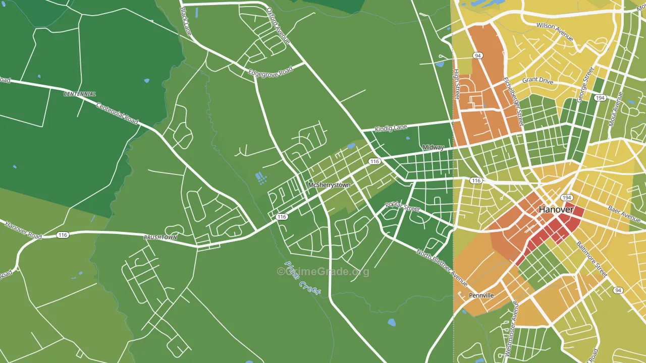 McSherrystown, PA Map of Drug-Related Crime Rates