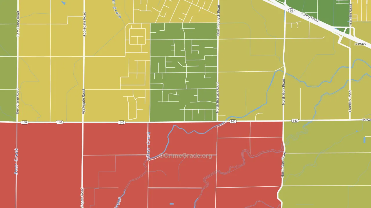 McSwain, CA Map of Drug-Related Crime Rates