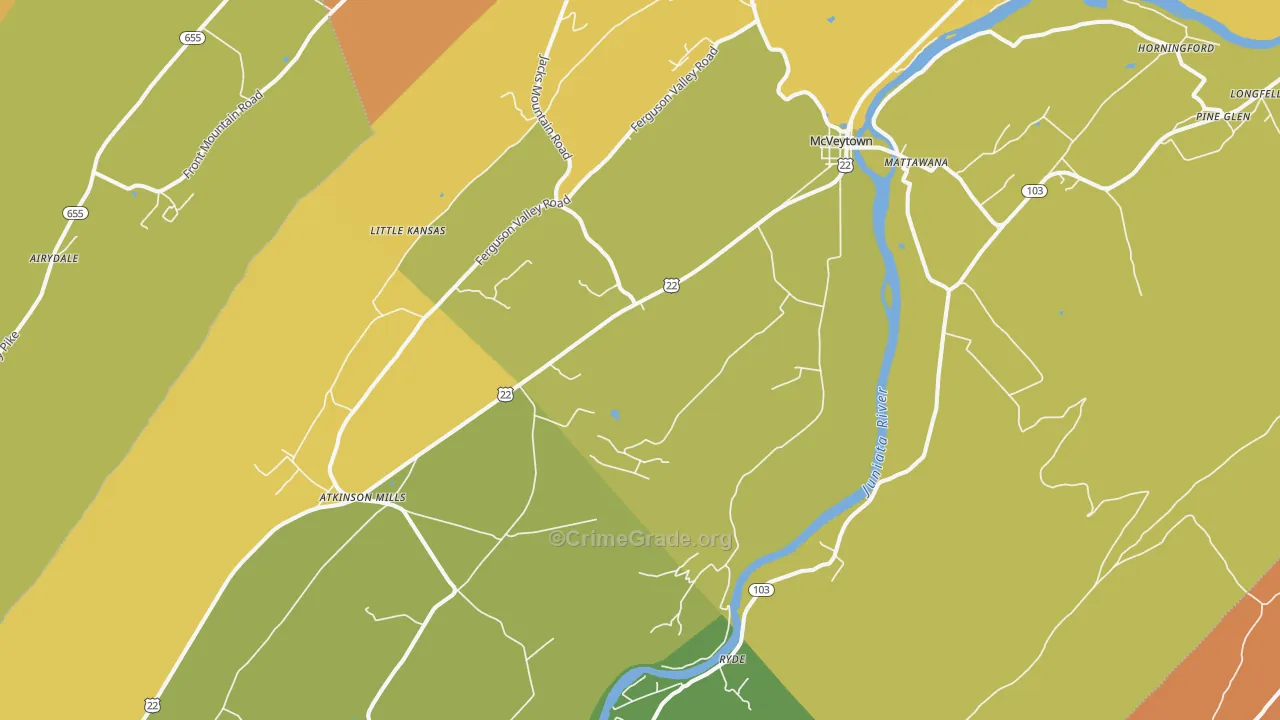 Mcveytown, PA Map of Drug-Related Crime Rates