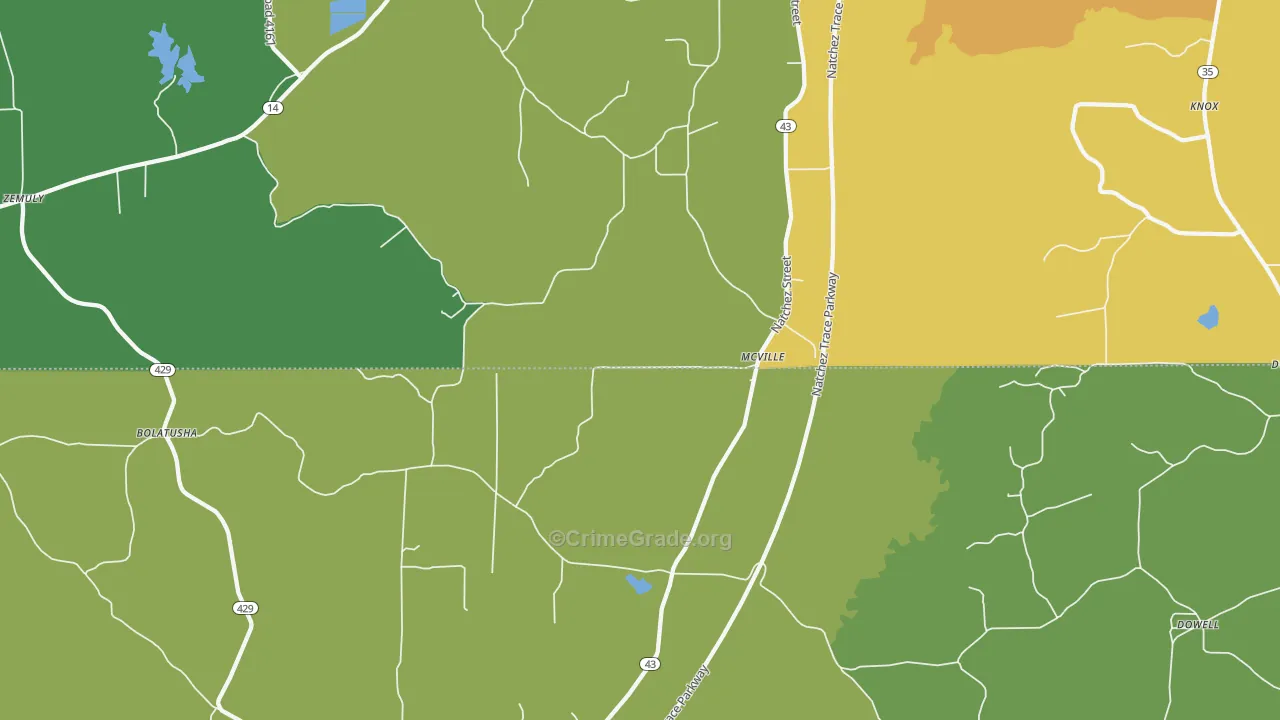 McVille, MS Map of Drug-Related Crime Rates