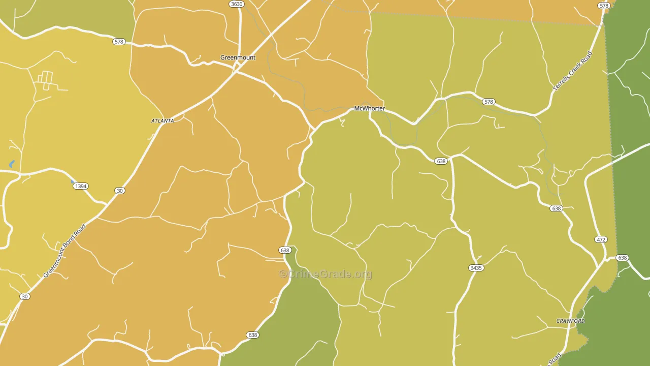 McWhorter, KY Map of Drug-Related Crime Rates