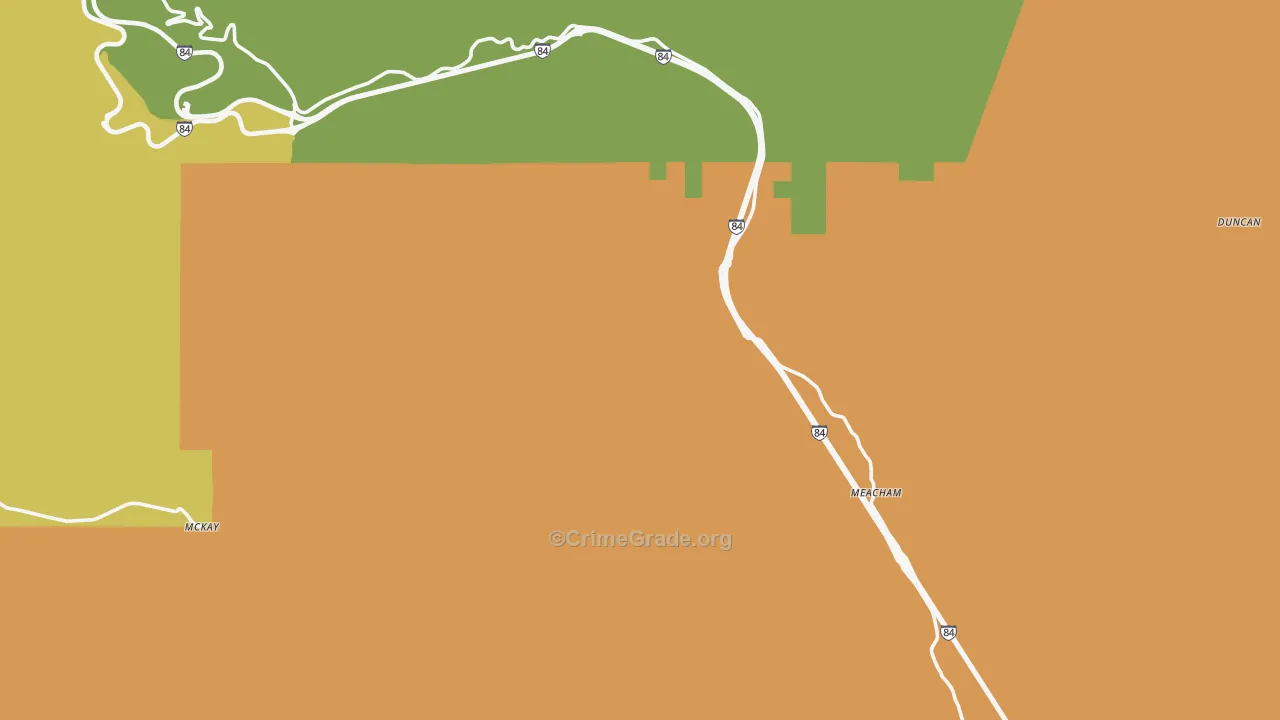 Meacham, OR Map of Drug-Related Crime Rates