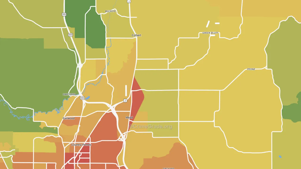 Mead, WA Map of Drug-Related Crime Rates