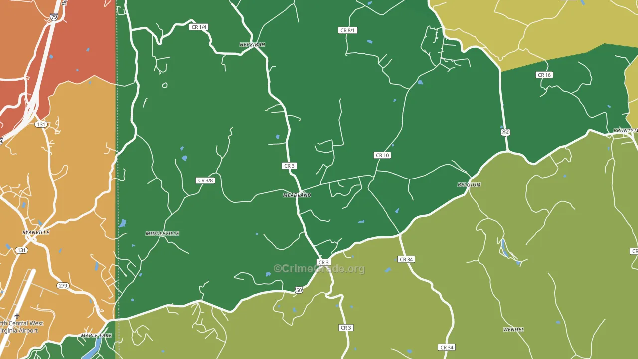 Meadland, WV Map of Drug-Related Crime Rates