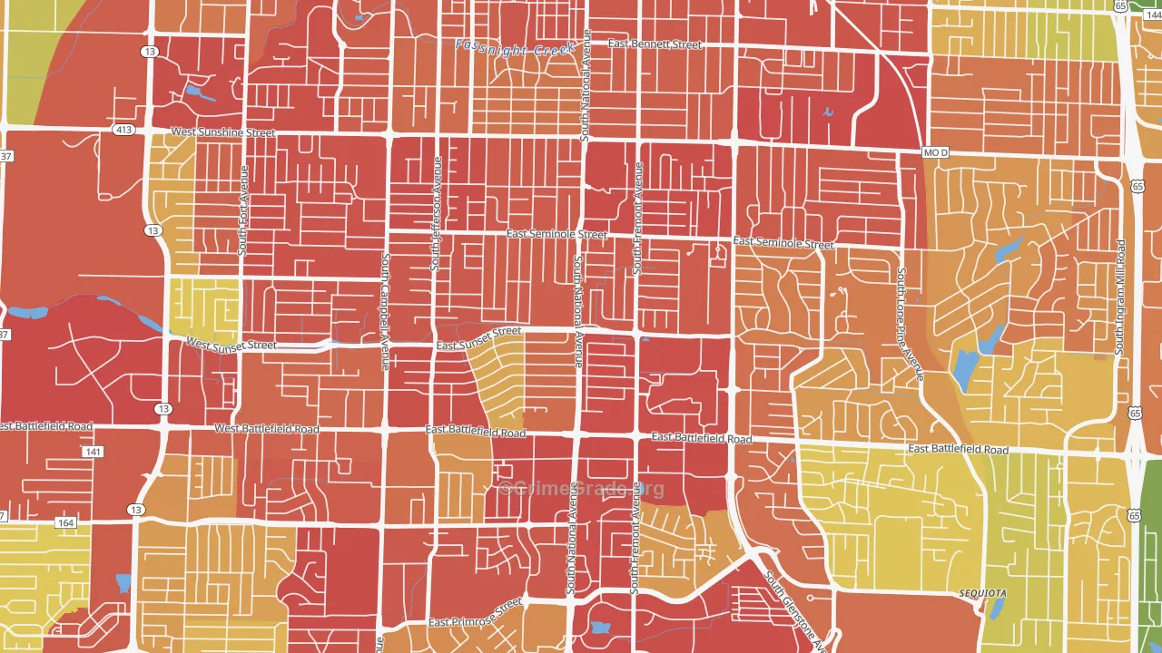 Meador Park, Springfield, MO Map of Drug-Related Crime Rates