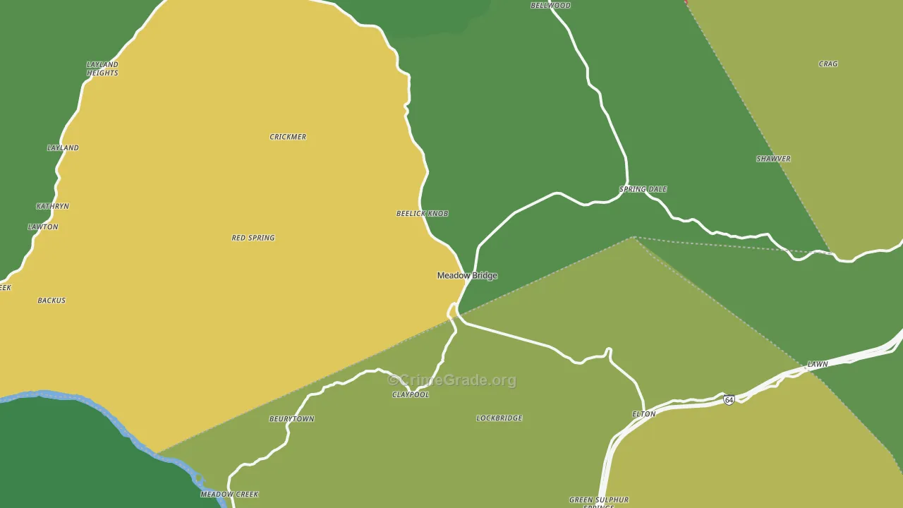 Meadow Bridge, WV Map of Drug-Related Crime Rates