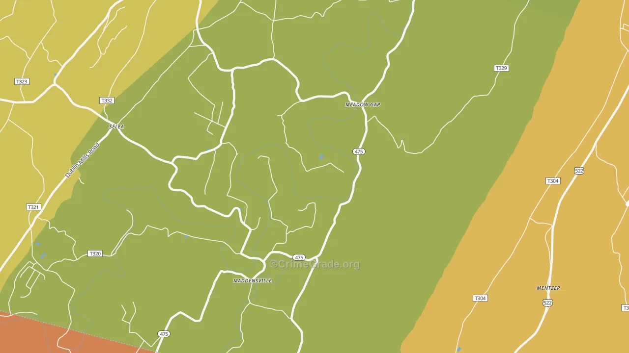 Meadow Gap, PA Map of Drug-Related Crime Rates