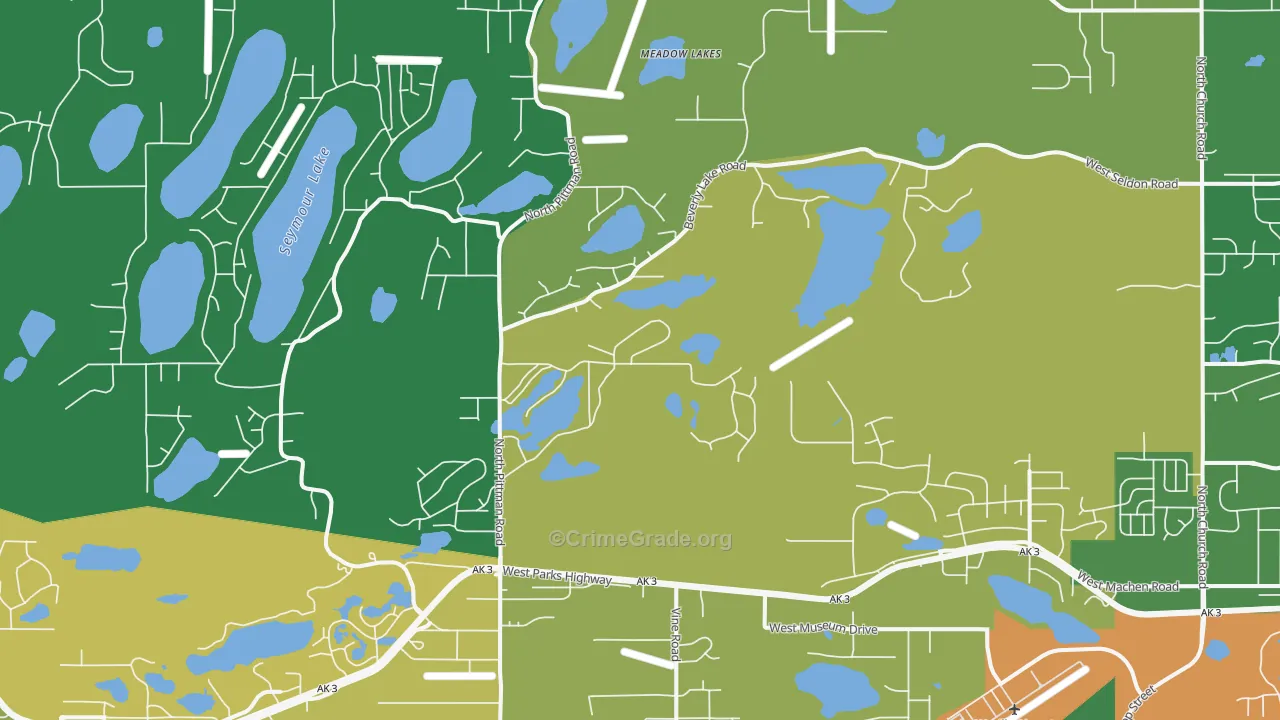 Meadow Lakes, AK Map of Drug-Related Crime Rates