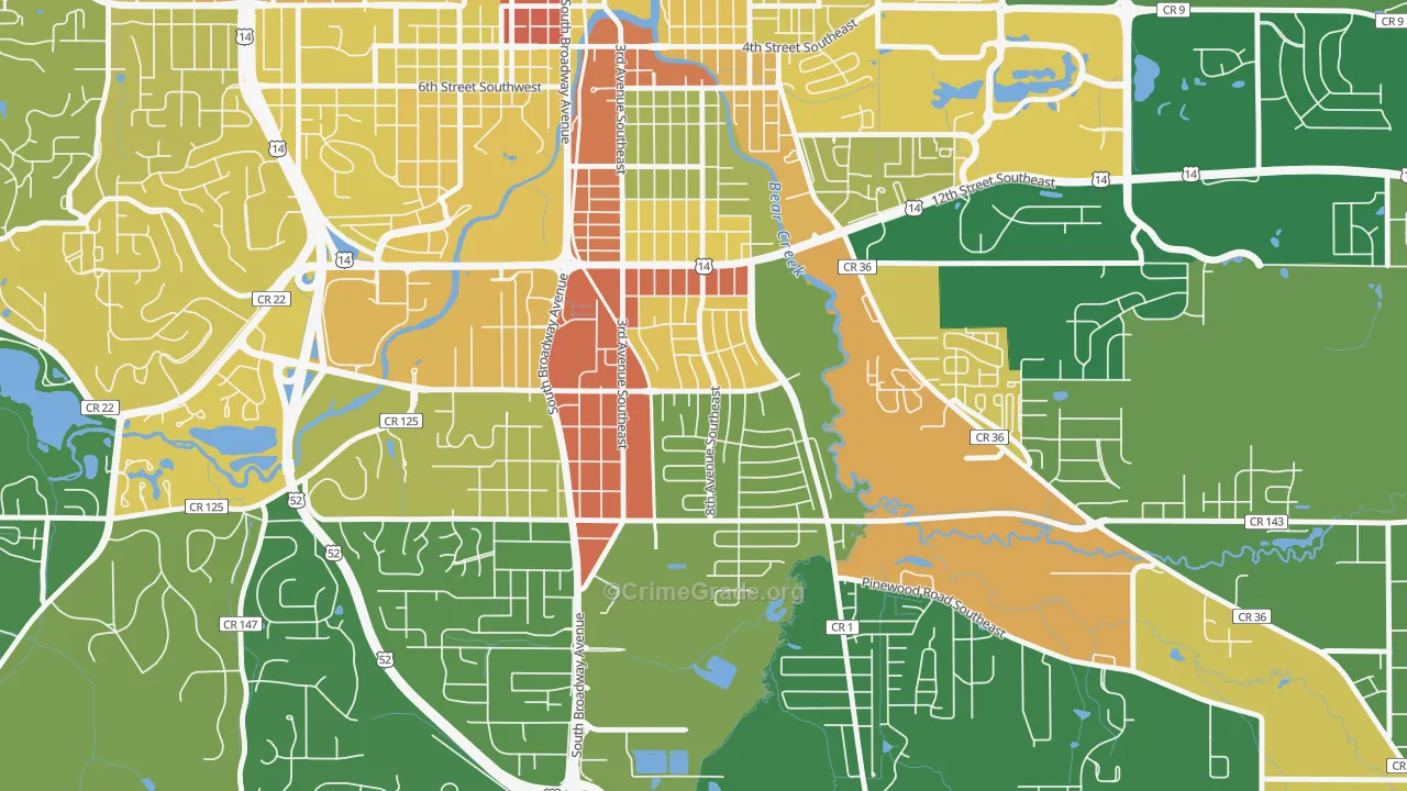 Meadow Park, Rochester, MN Map of Drug-Related Crime Rates