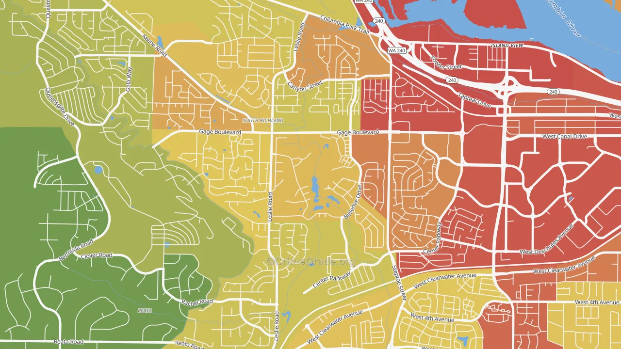 Meadow Springs, Richland, WA Map of Drug-Related Crime Rates