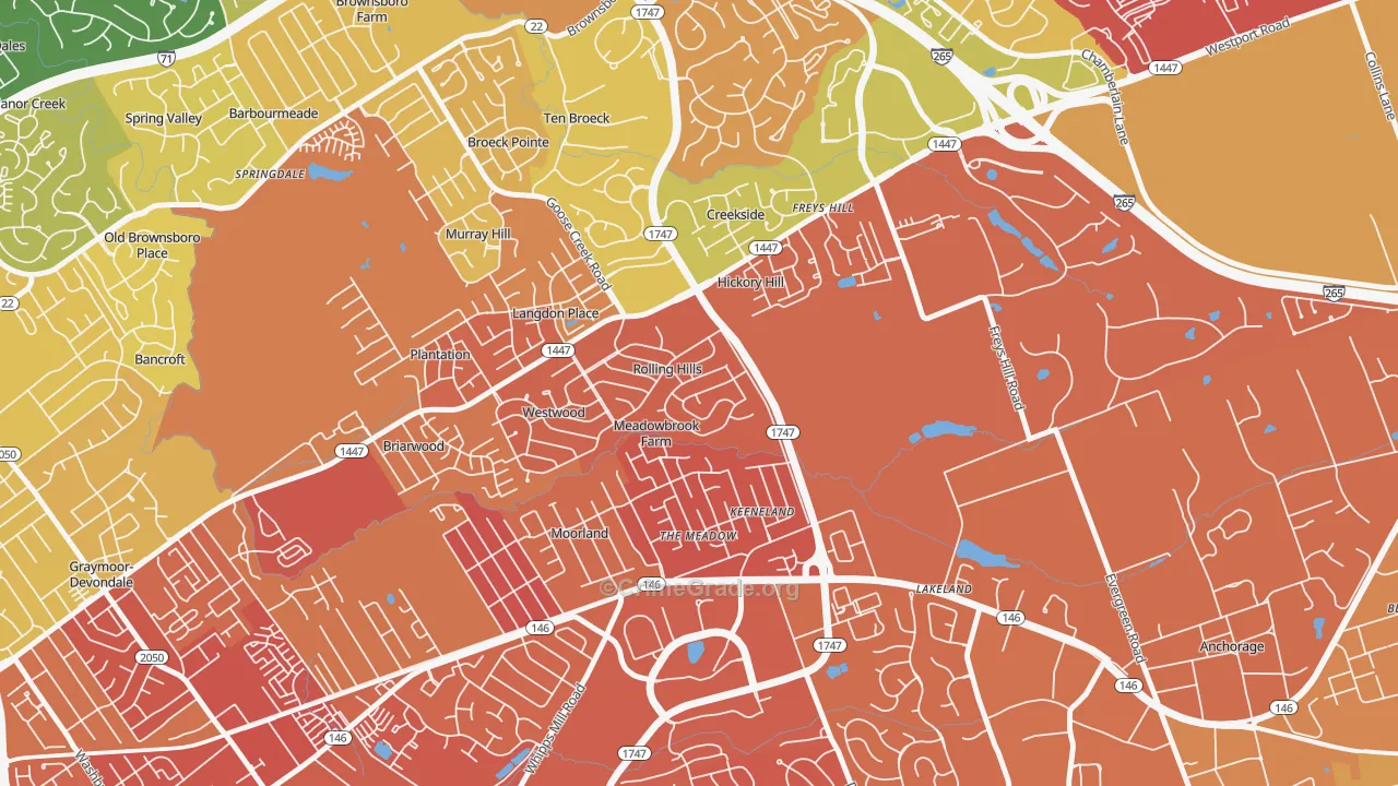 Meadow Vale, KY Map of Drug-Related Crime Rates