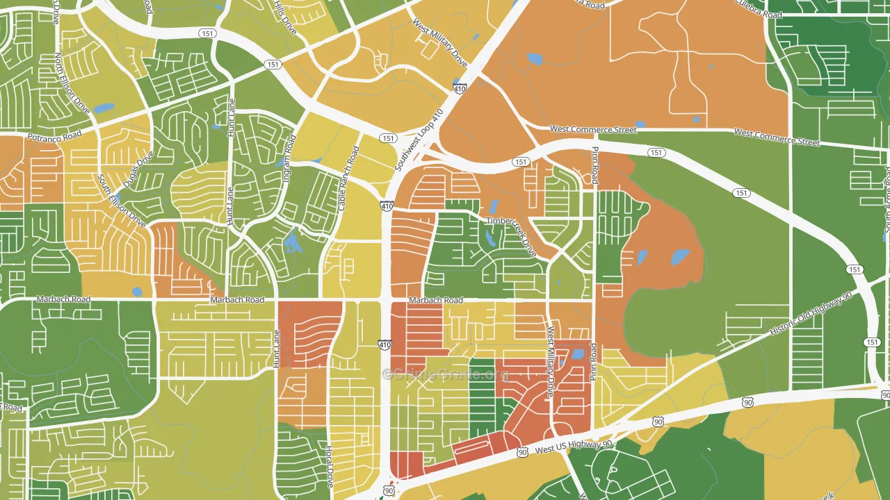 Meadow Village, San Antonio, TX Map of Drug-Related Crime Rates