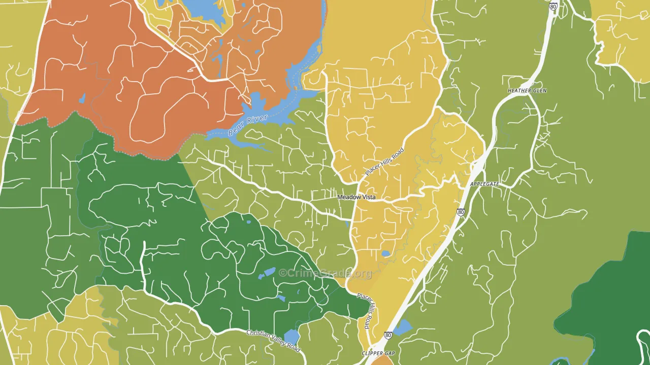 Meadow Vista, CA Map of Drug-Related Crime Rates