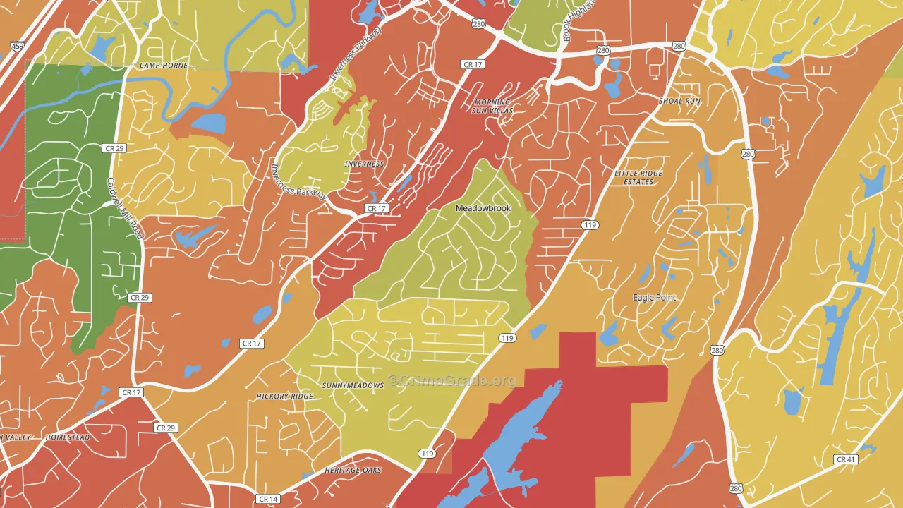 Meadowbrook, AL Map of Drug-Related Crime Rates