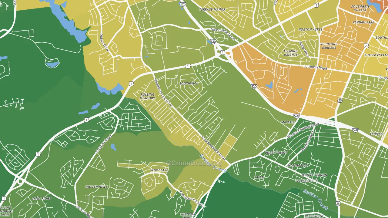 Meadowbrook, Augusta, GA Map of Drug-Related Crime Rates