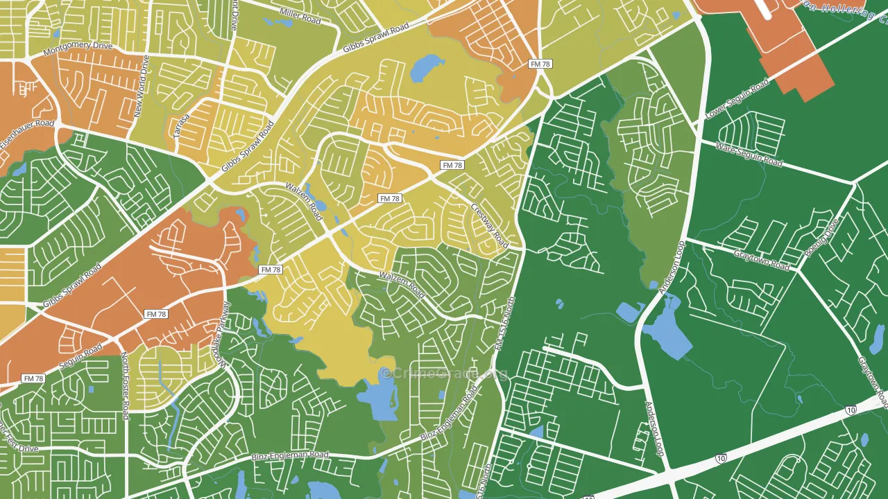 Meadowbrook, Converse, TX Map of Drug-Related Crime Rates