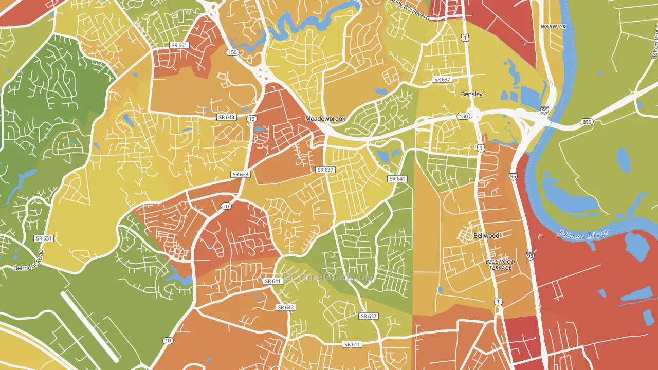 Meadowbrook, VA Map of Drug-Related Crime Rates