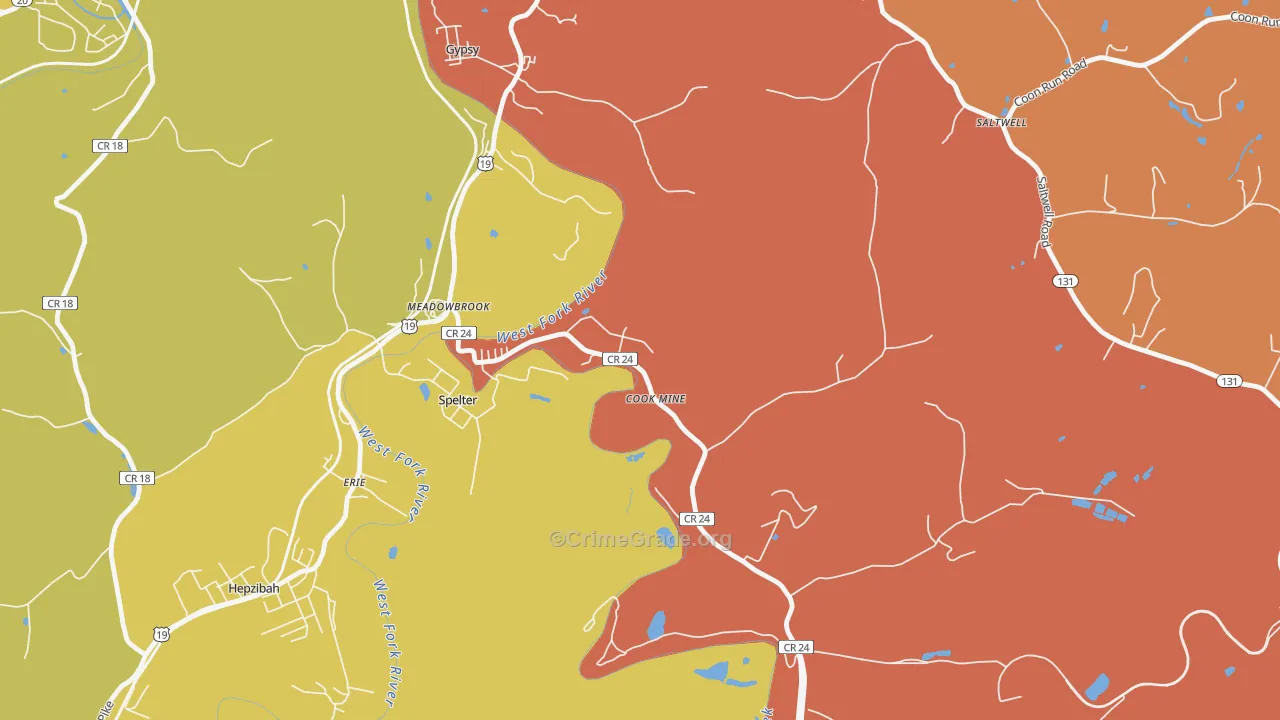 Meadowbrook, WV Map of Drug-Related Crime Rates
