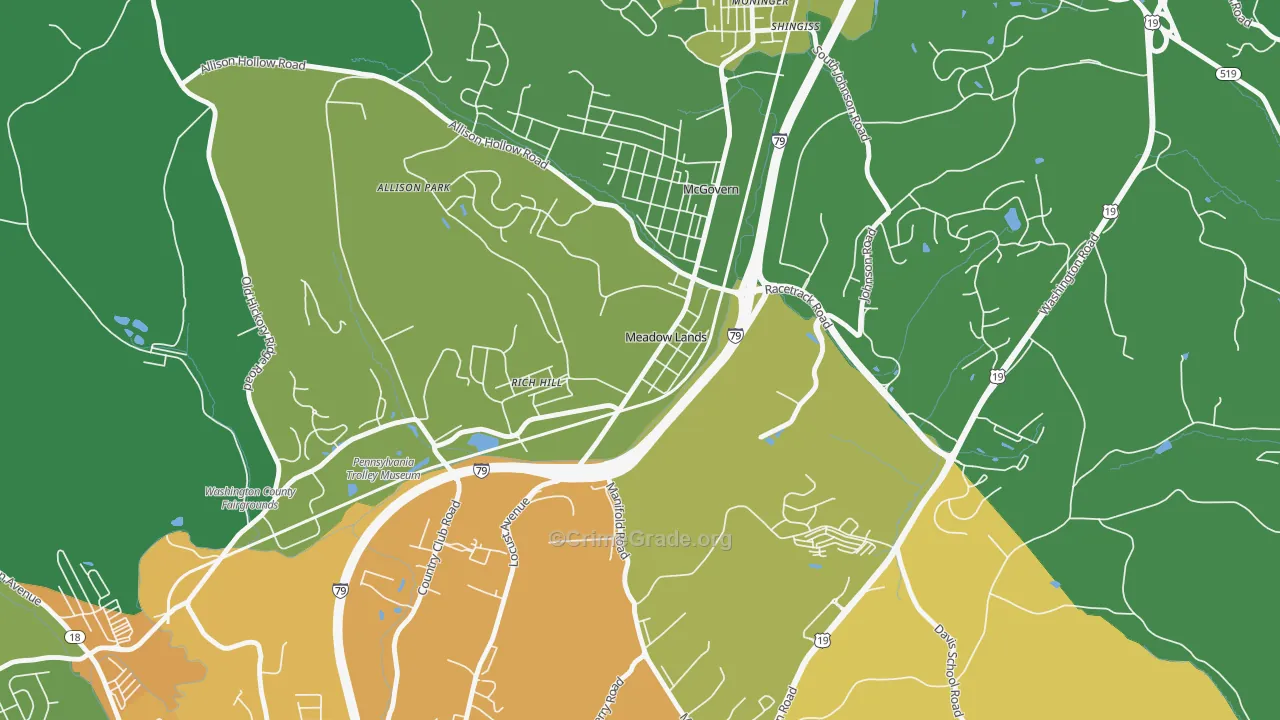 Meadowlands, PA Map of Drug-Related Crime Rates