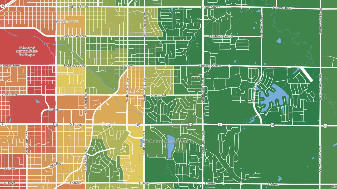 Meadowlane, Lincoln, NE Map of Drug-Related Crime Rates