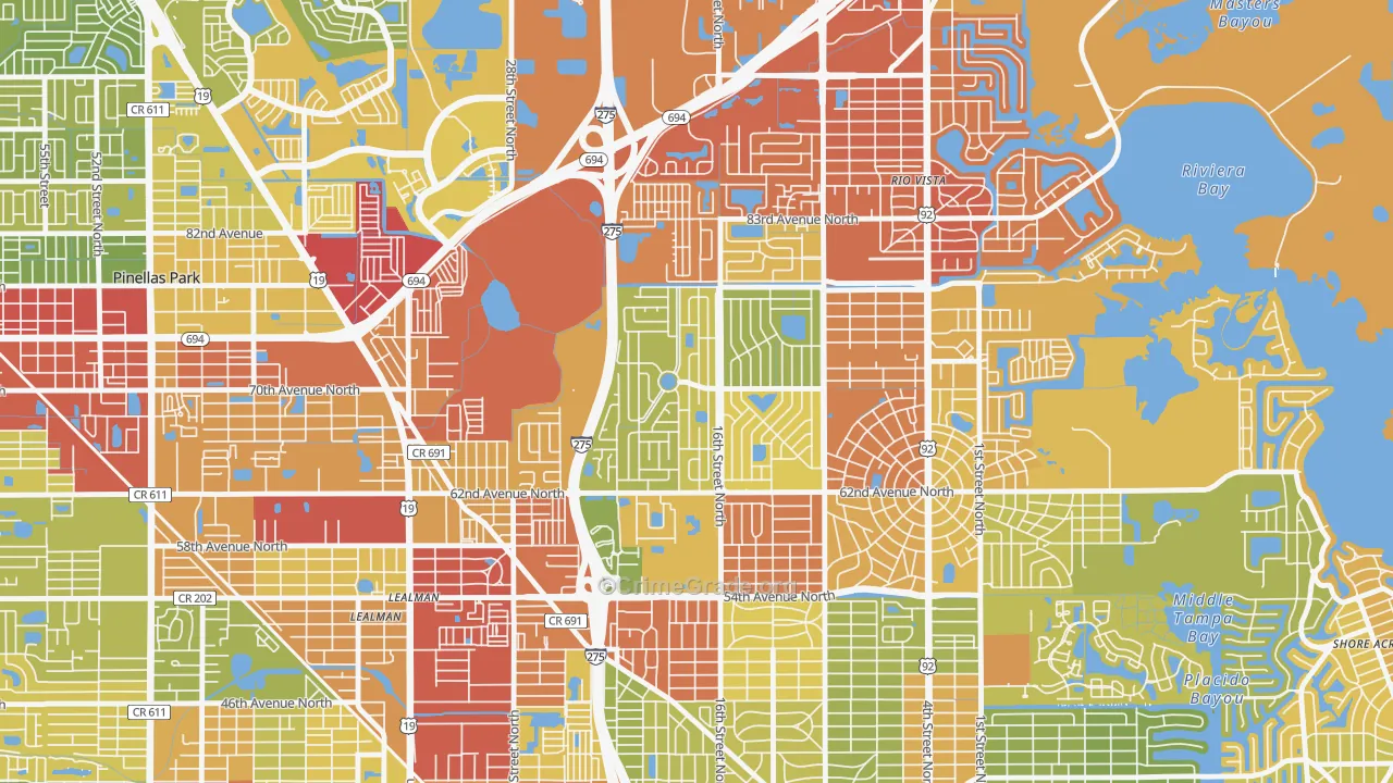Meadowlawn, St. Petersburg, FL Map of Drug-Related Crime Rates